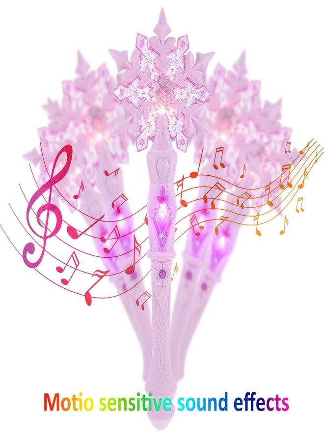 NIYANGLE 2Pcs Light Up Snowflake Wand, Princess Wand with Sound for Kids Girls Toy Wands Christmas Party Favors Costume Cosplay Accessories Blue & Pink - Image 4